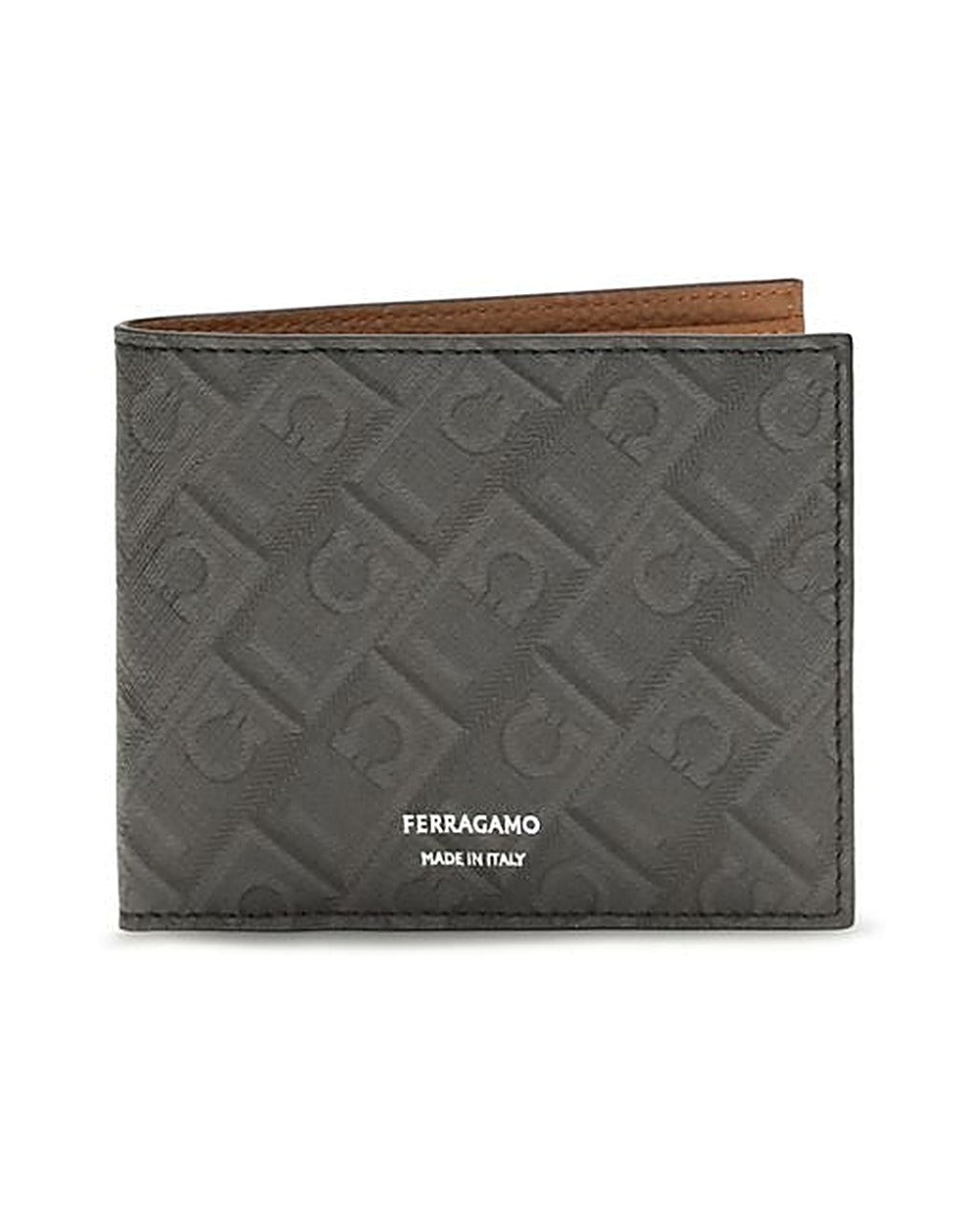 Ferragamo Gray Calf Leather Bos Taurus Wallet