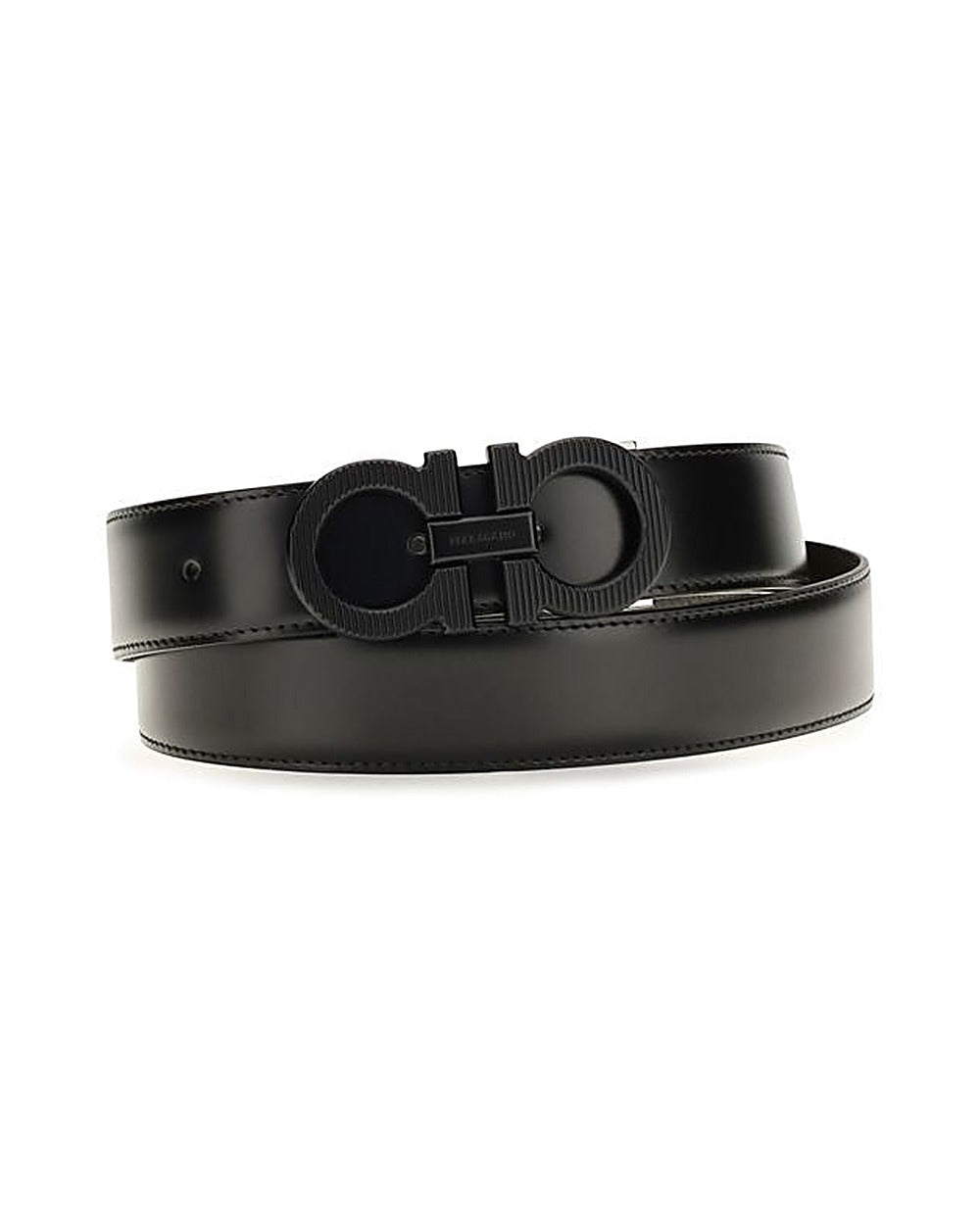 Ferragamo Black Calf Leather Bos Taurus Regular Belt