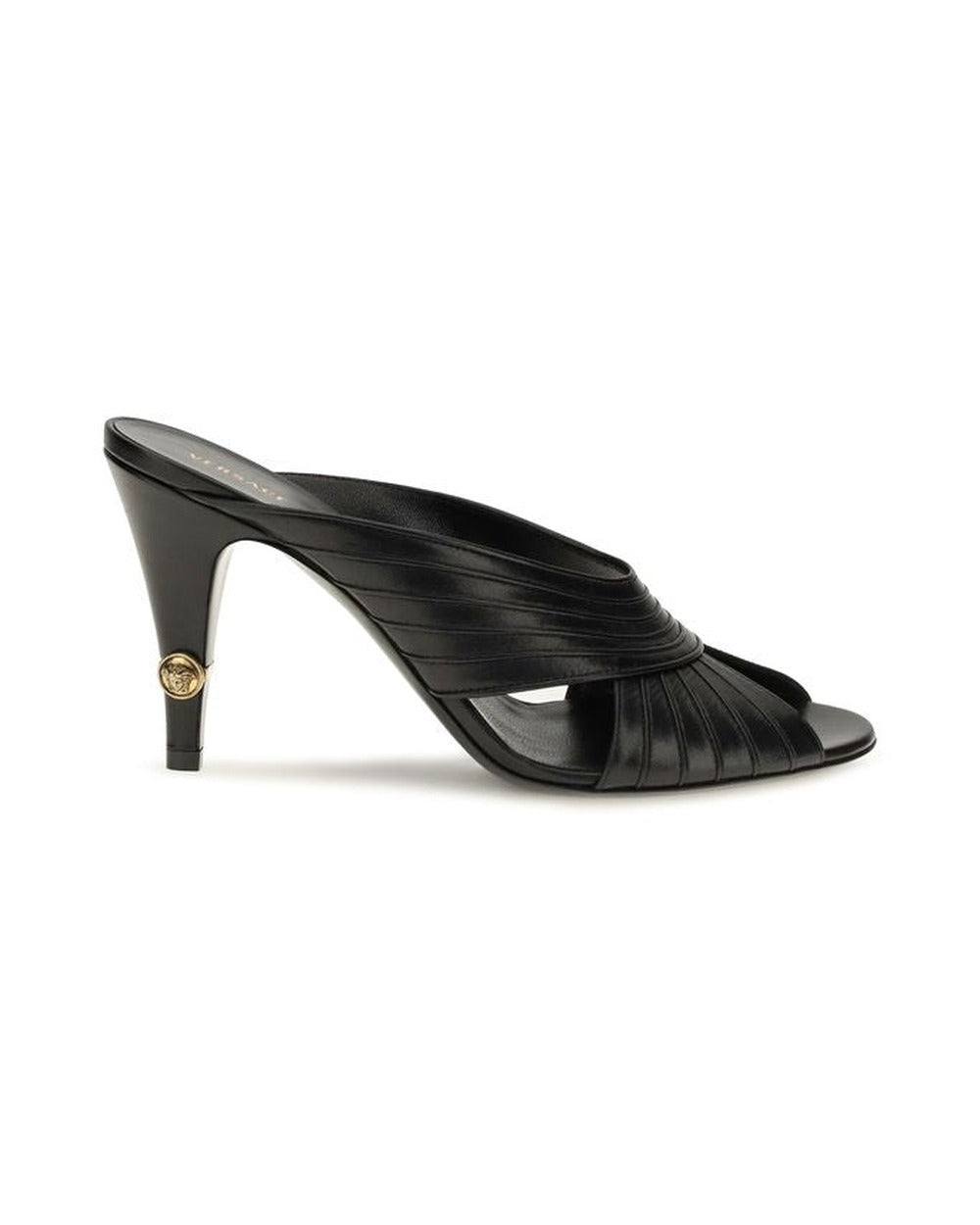 Versace Black Lamb Ovis Aries Mules