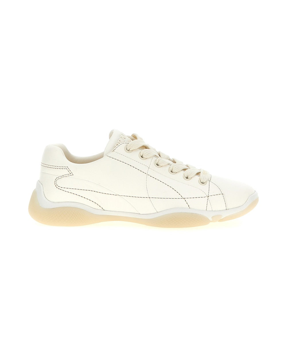 Prada White Lamb Leather Low Top Sneakers
