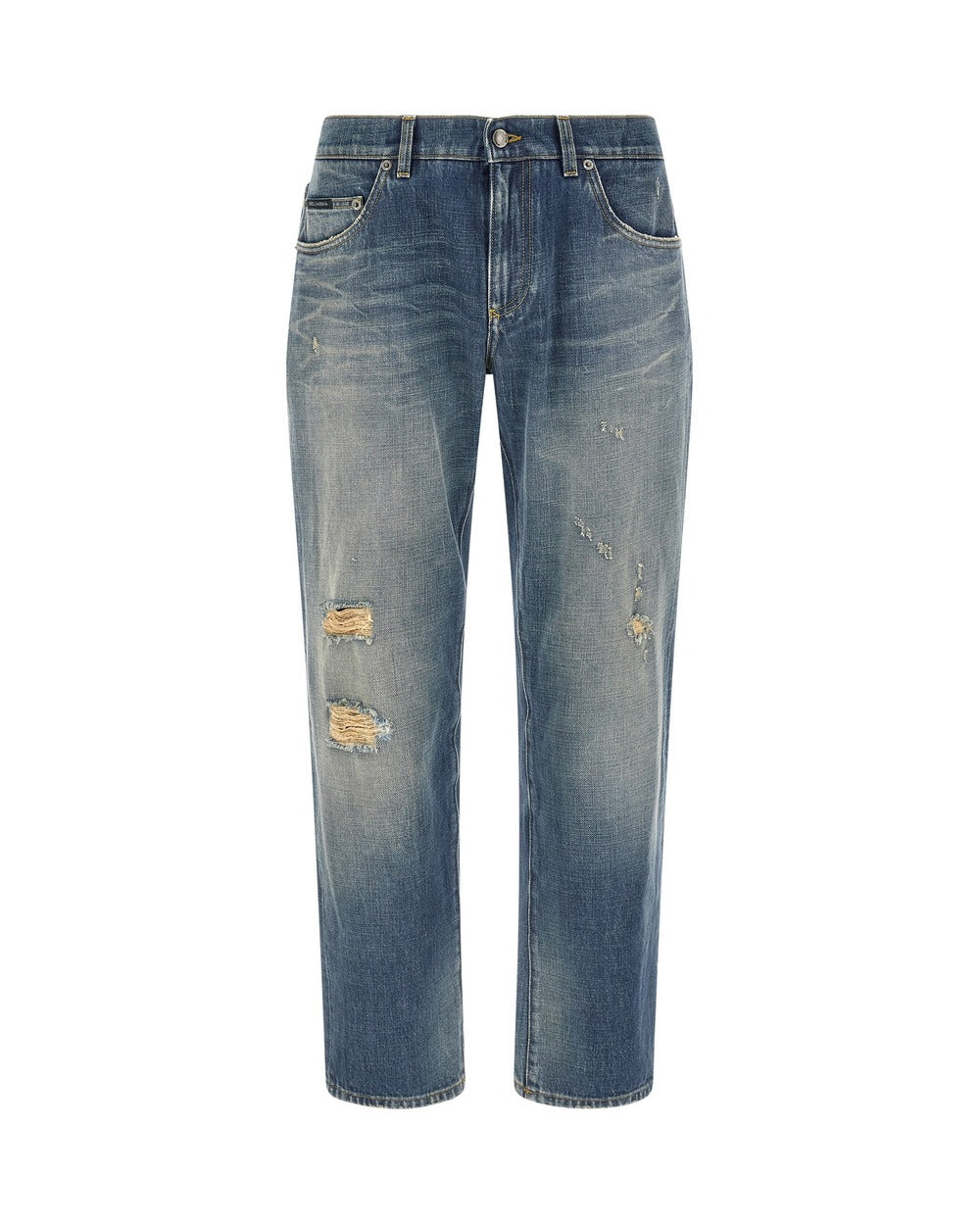 Dolce & Gabbana Blue Cotton Relaxed Fit Jeans