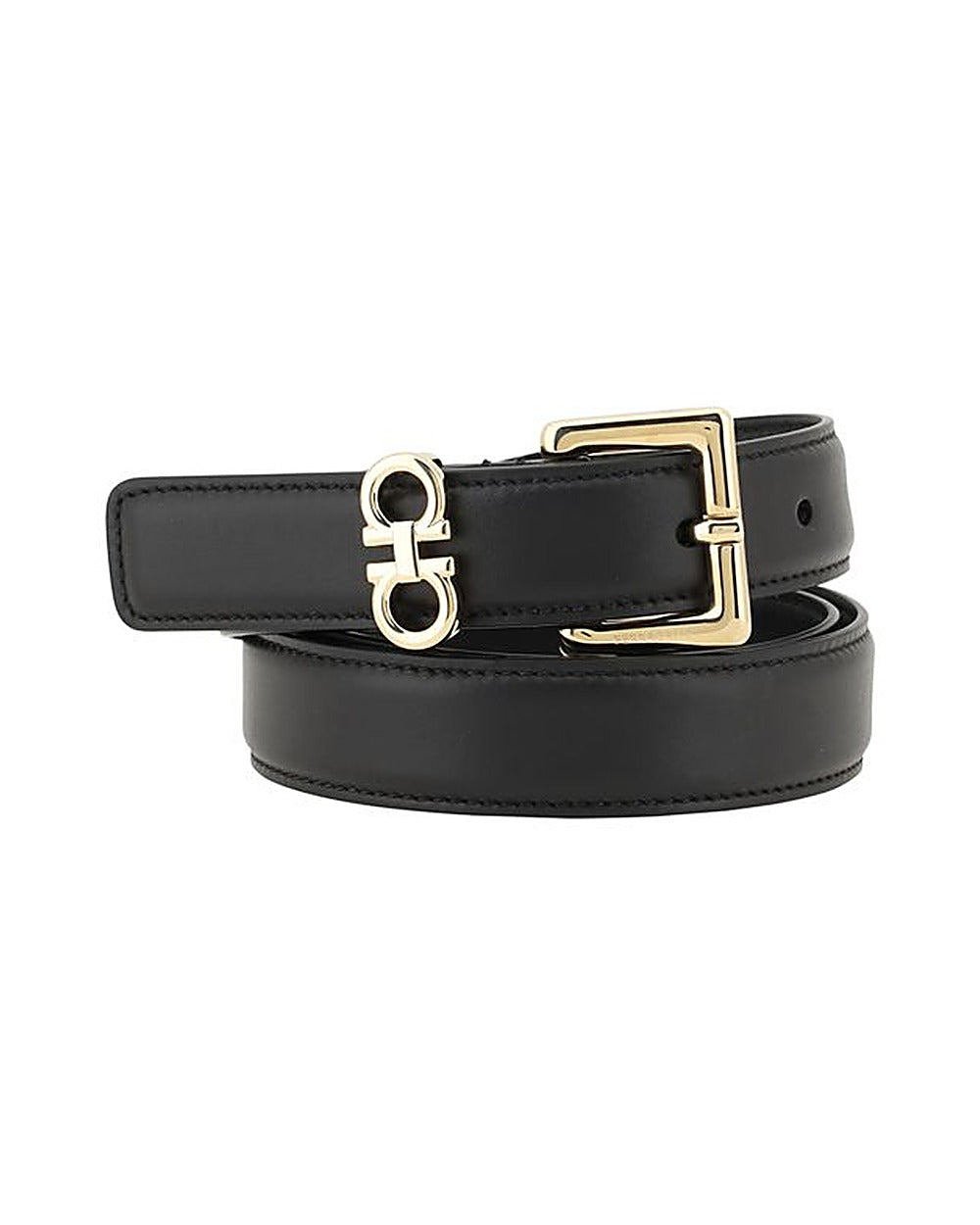 Ferragamo Black Calf Leather Bos Taurus Regular Belt