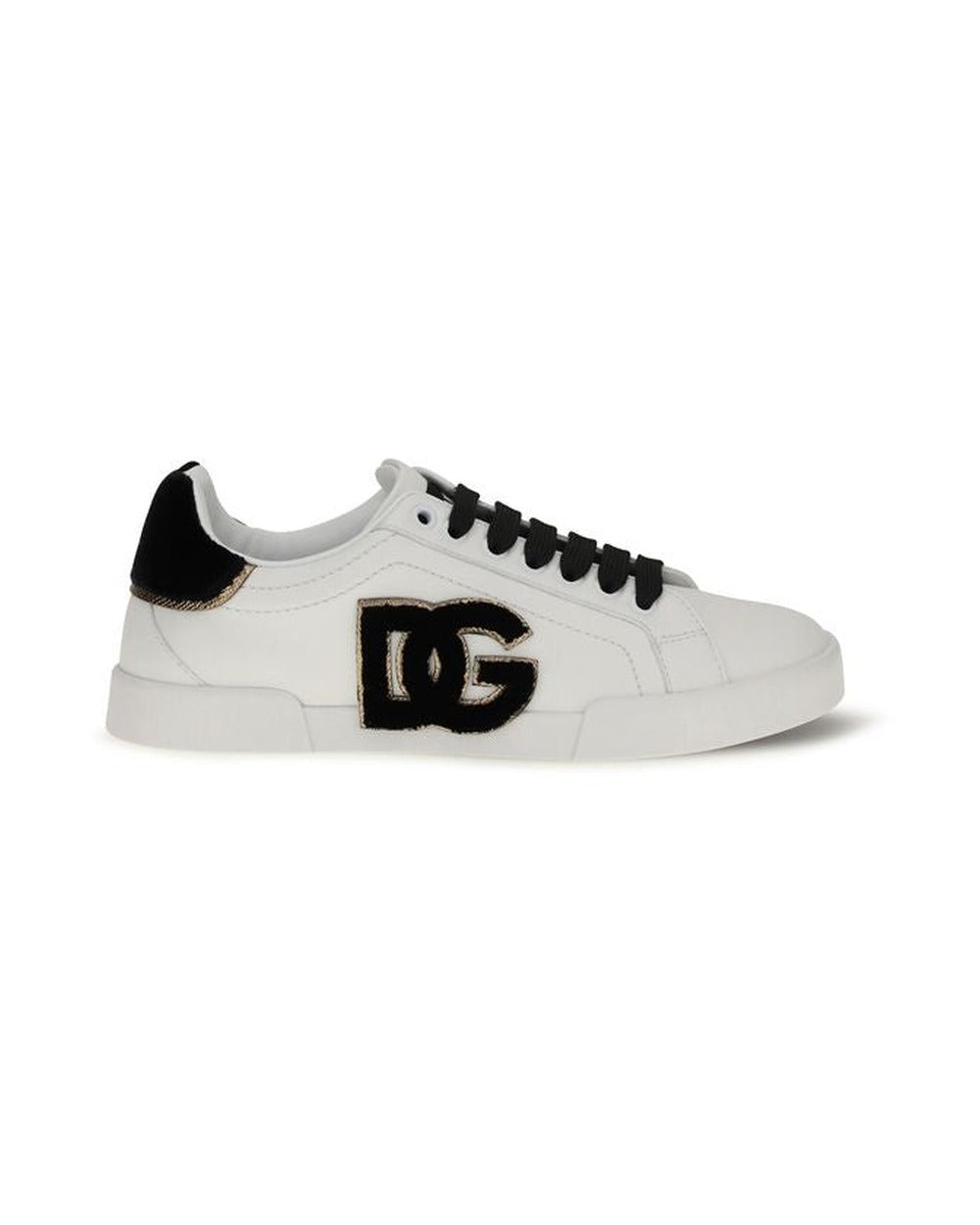 Dolce & Gabbana White Calf Leather Bos Taurus Low Top Sneakers