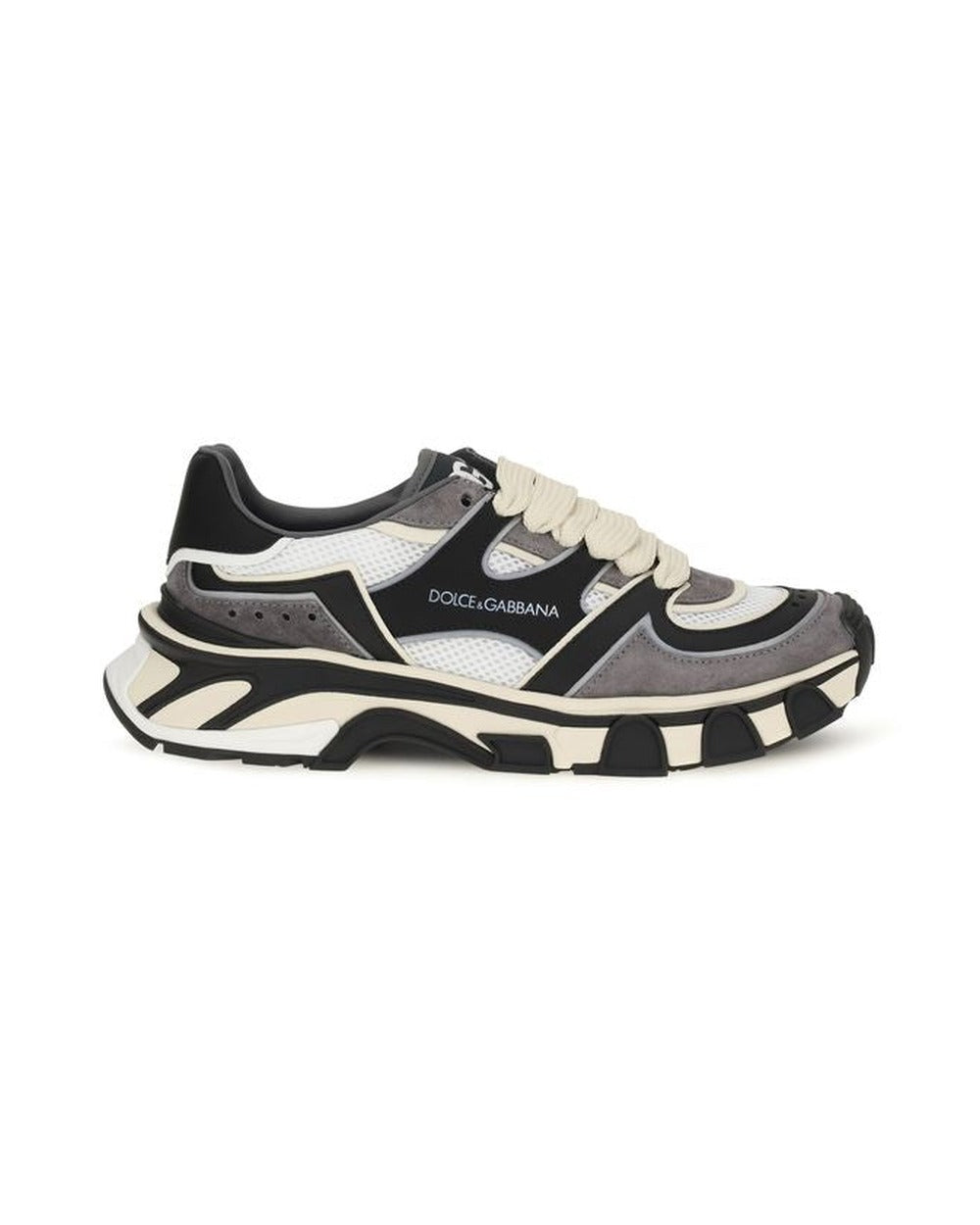 Dolce & Gabbana Gray Calf Leather Bos Taurus Chunky Sneakers