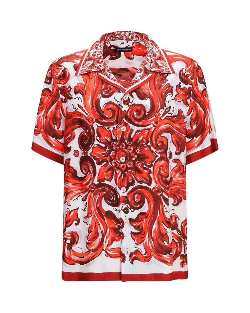 Dolce & Gabbana Red Silk Pattern Shirt