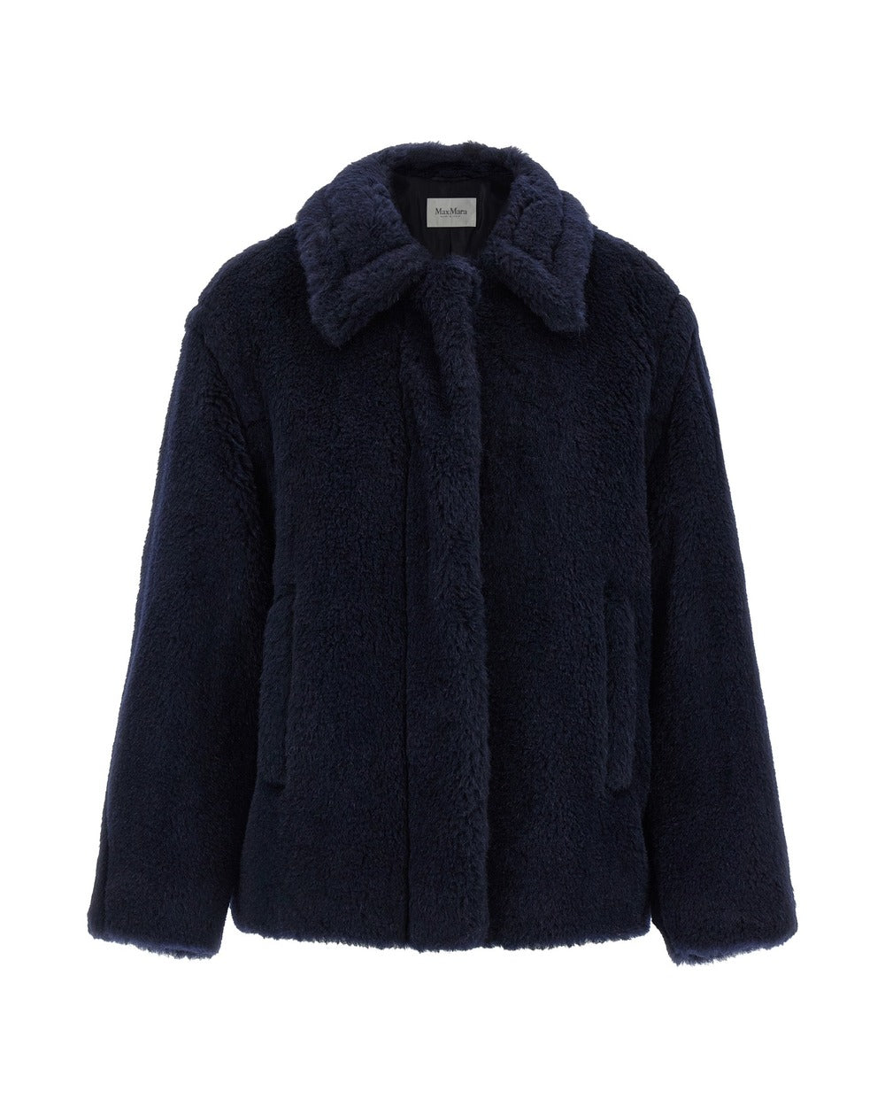 Max Mara Blue Alpaca Leather Coat