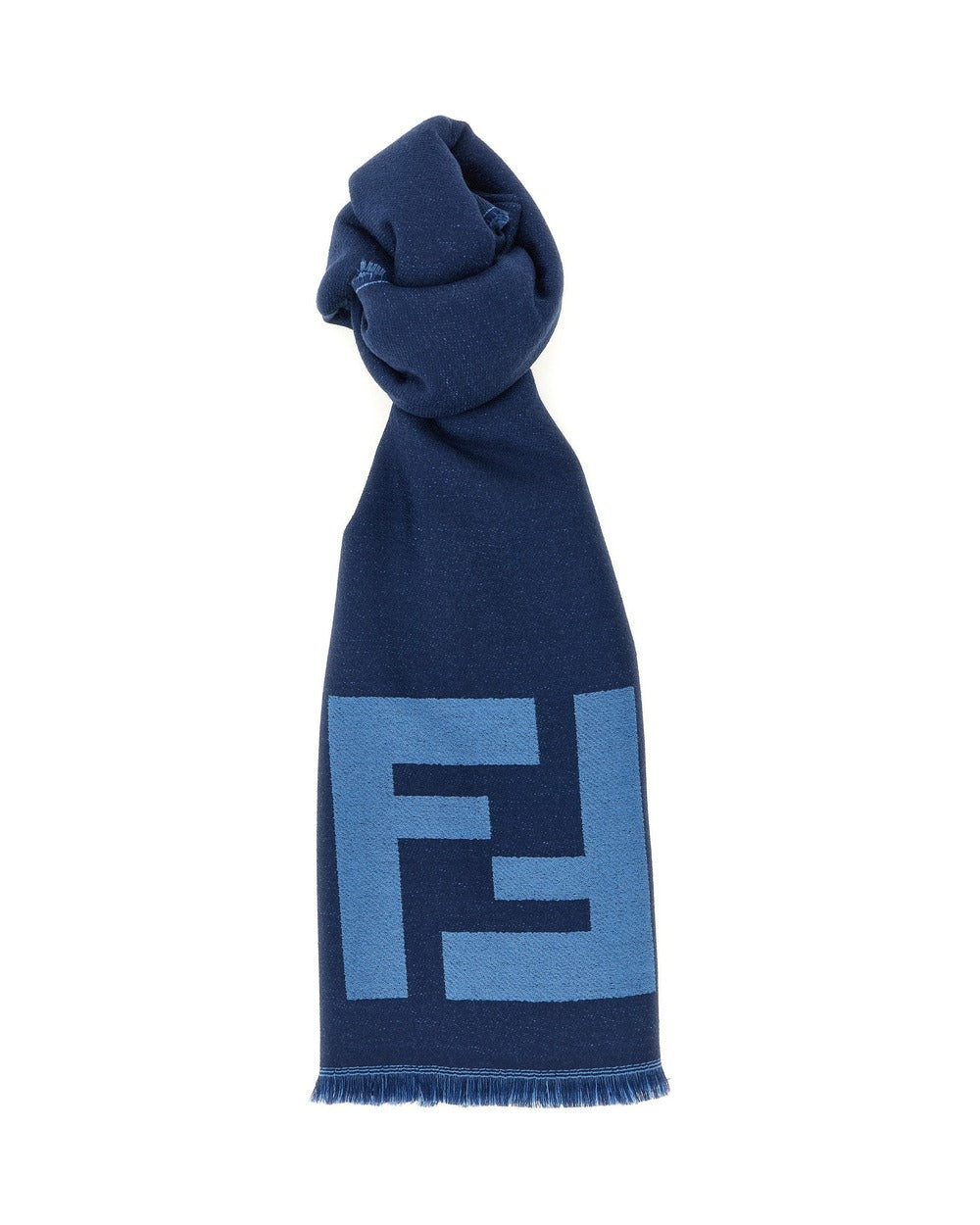 Fendi Blue Virgin Wool Scarf