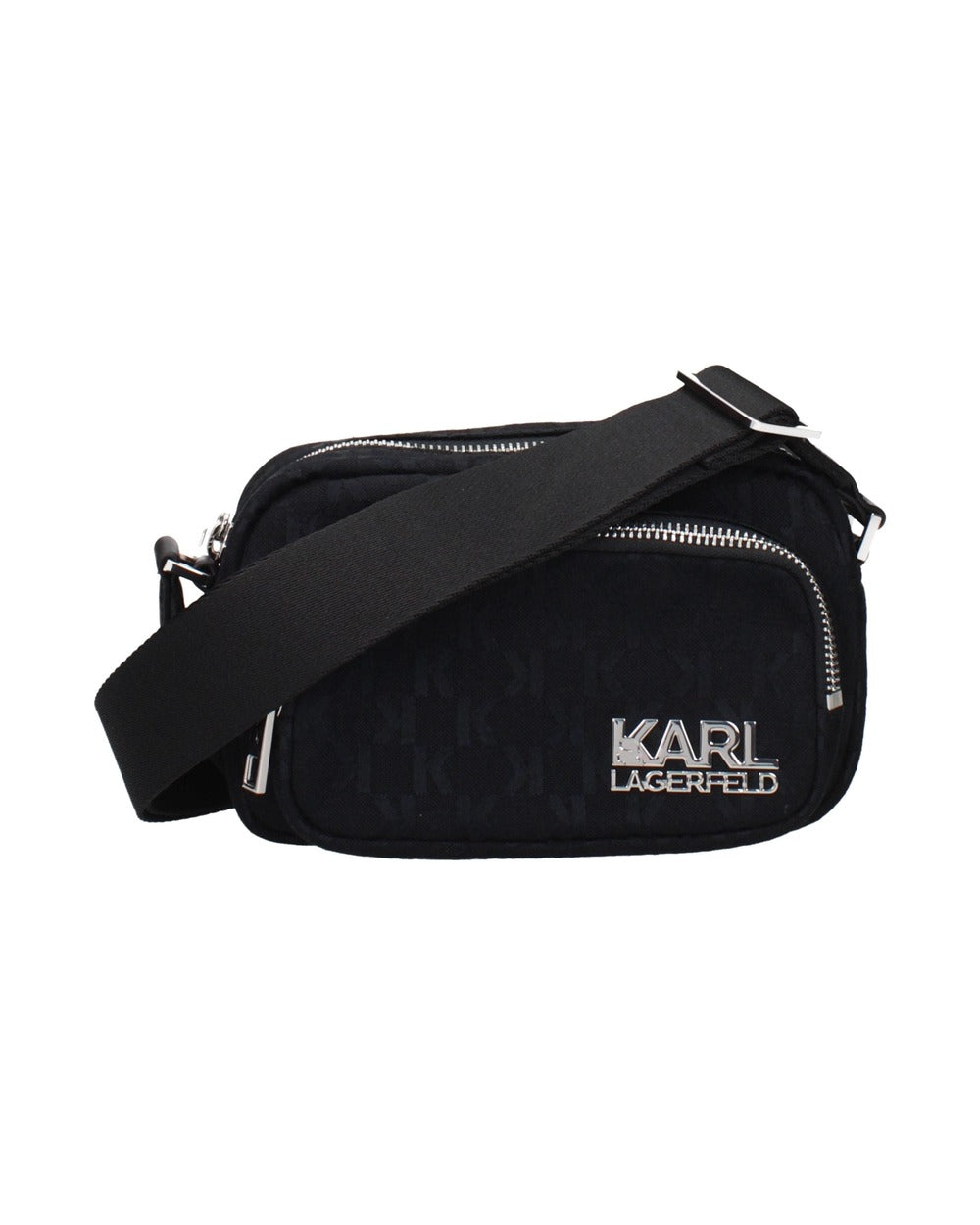 Karl Lagerfeld Black Fabric Crossbody Bag