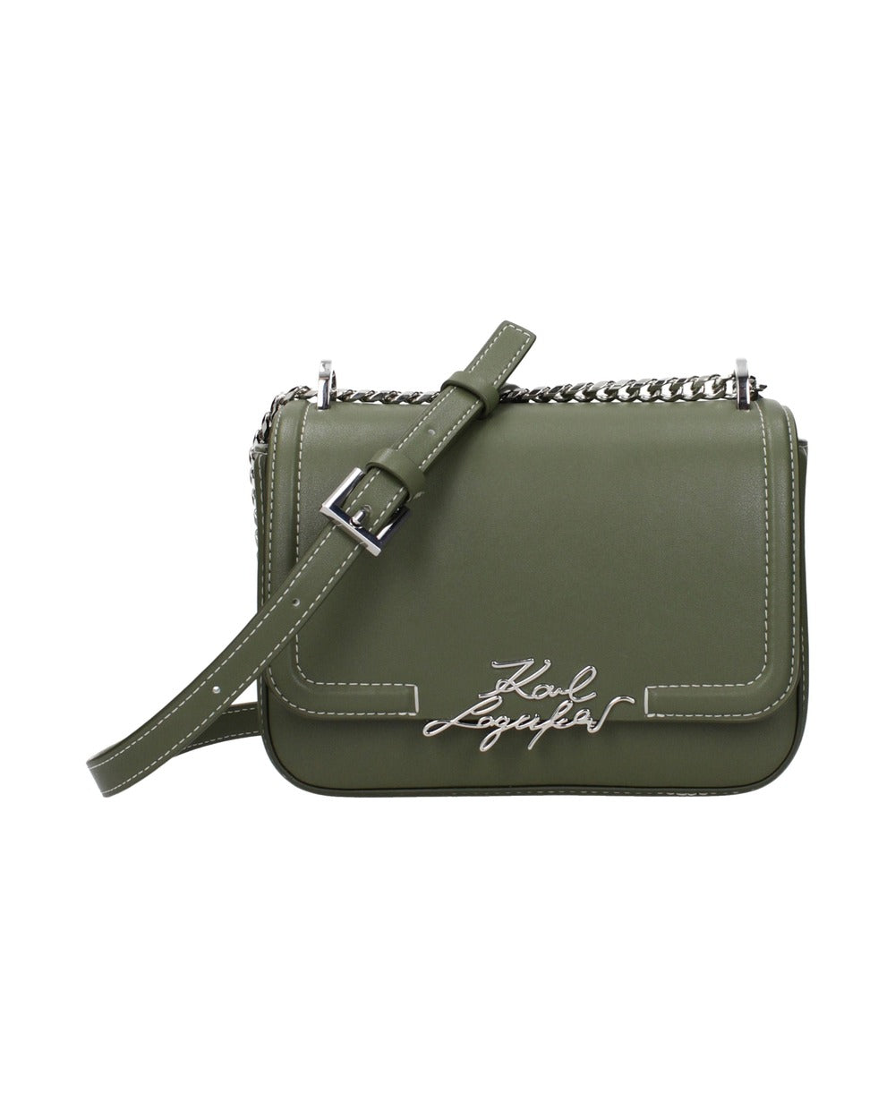 Karl Lagerfeld Green Leather Crossbody Bag