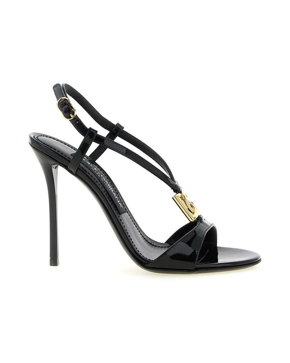 Dolce & Gabbana Black Calfskin Stiletto Heel Sandals