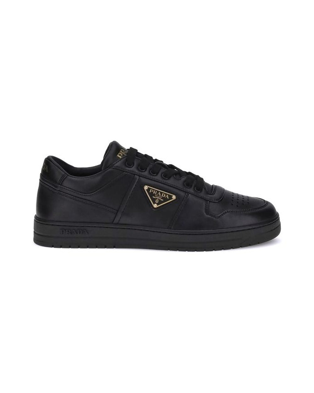 Prada Black Calf Leather Bos Taurus Low Top Sneakers
