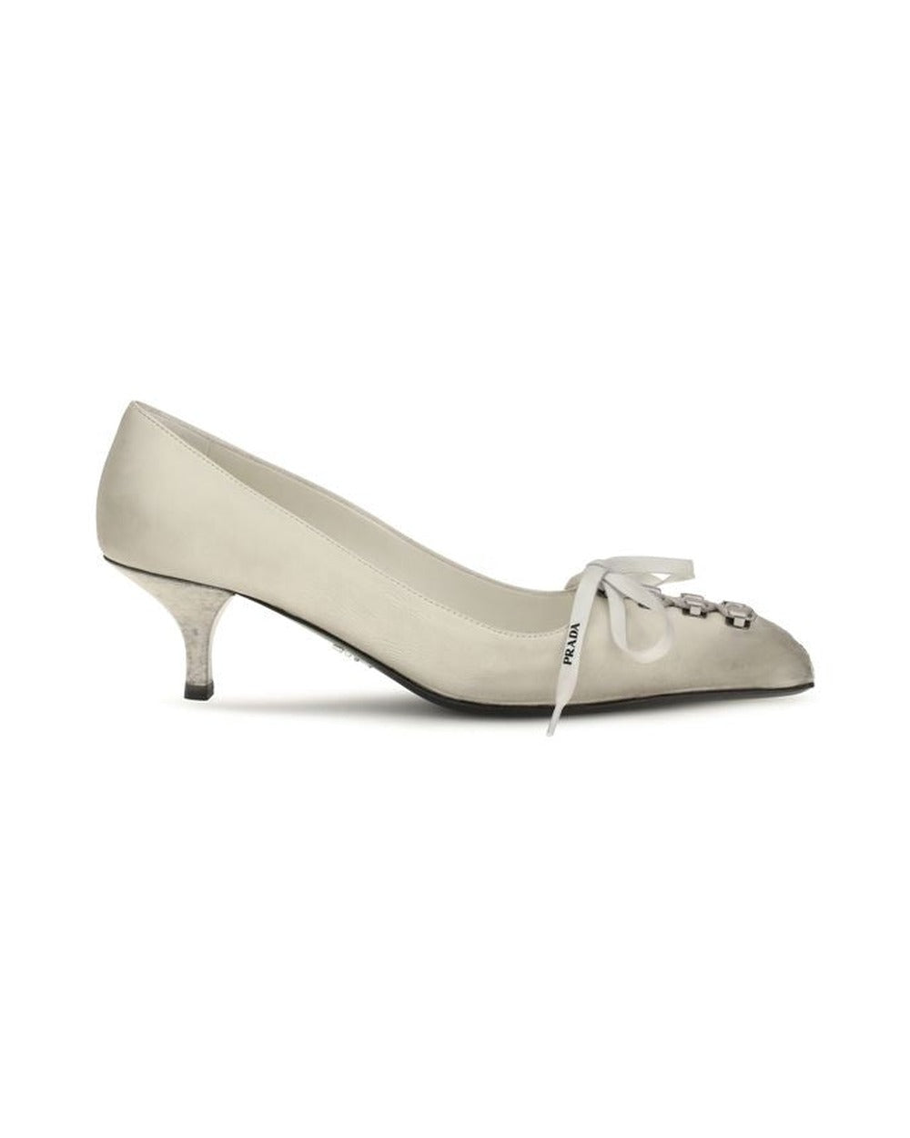Prada White Calf Leather Bos Taurus Lace-Up