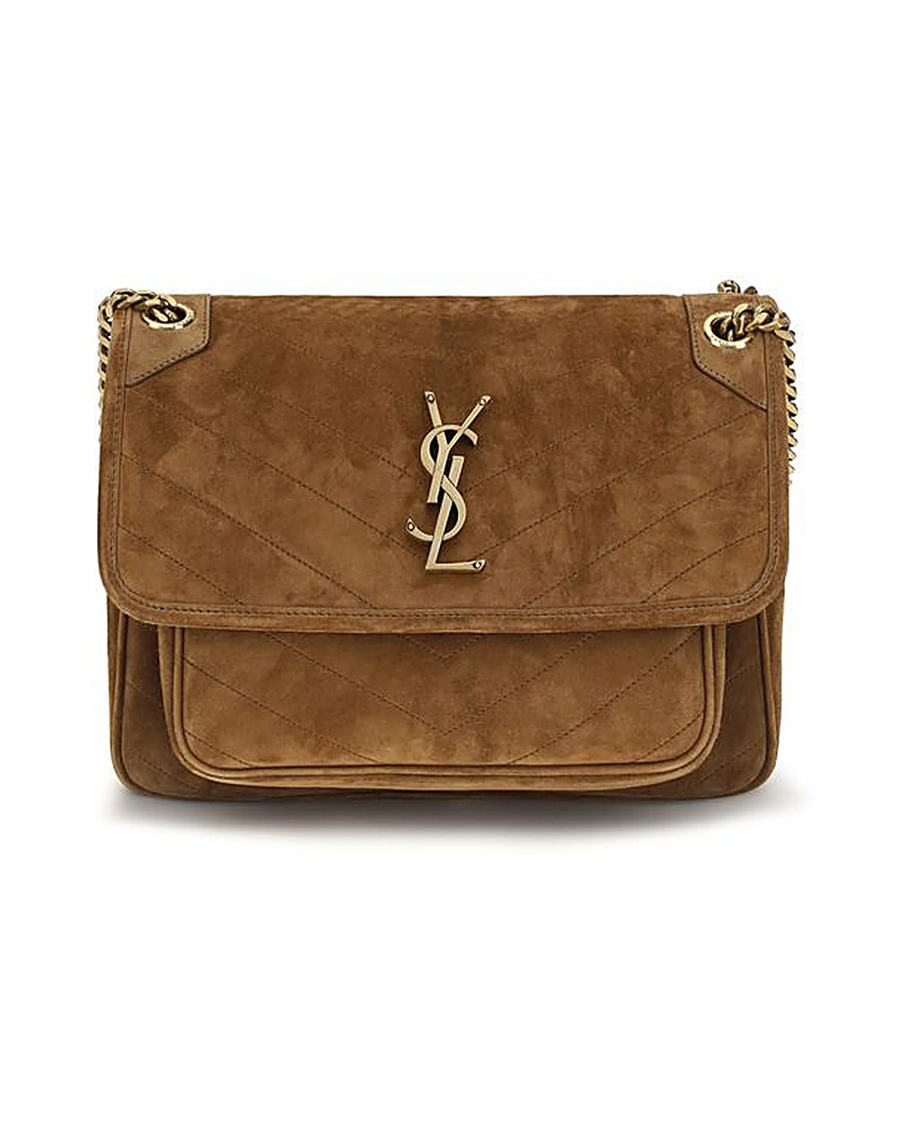Saint Laurent Brown Suede Leather Shoulder Bag