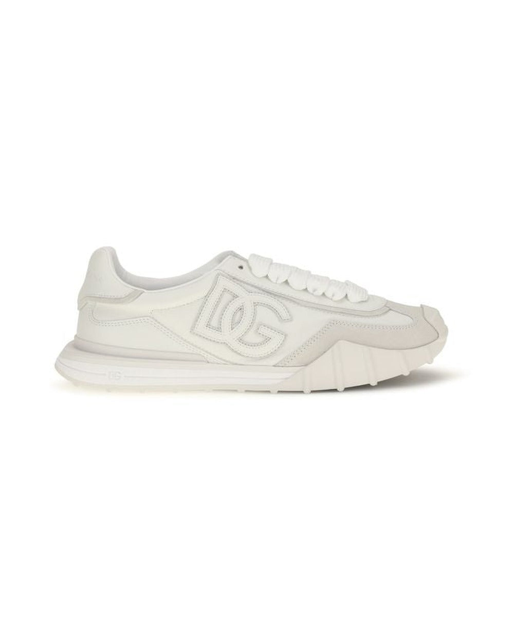 Dolce & Gabbana White Calf Leather Bos Taurus Athletic Sneakers