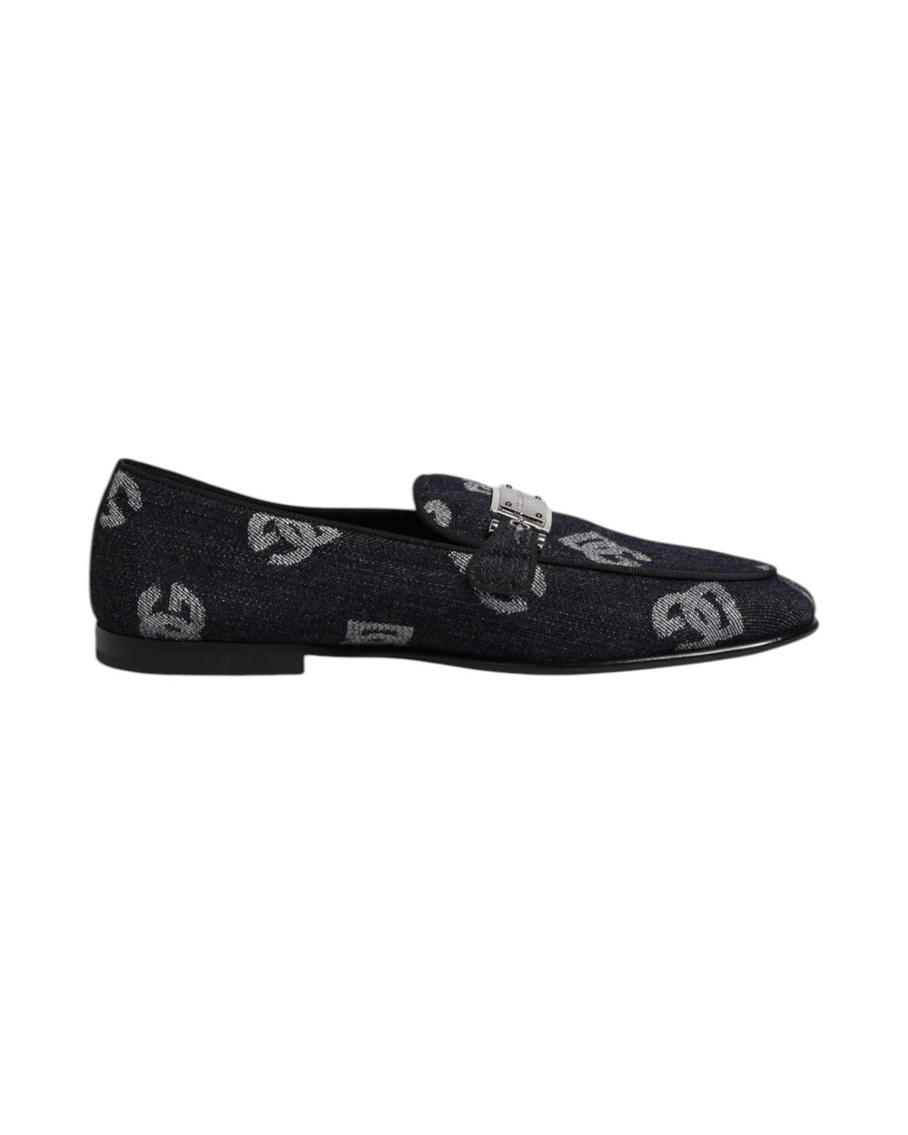 Dolce & Gabbana Blue Logo Cotton Loafers Formal Dress Shoes