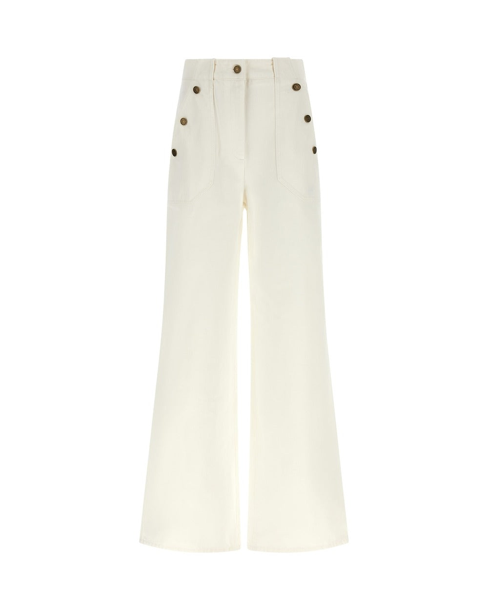 Max Mara White Cotton Flared Pants