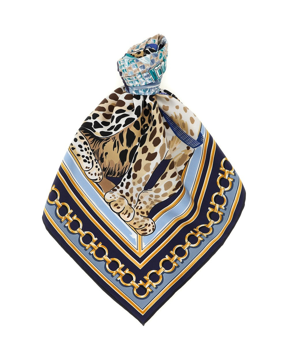 Ferragamo Blue Silk Foulard