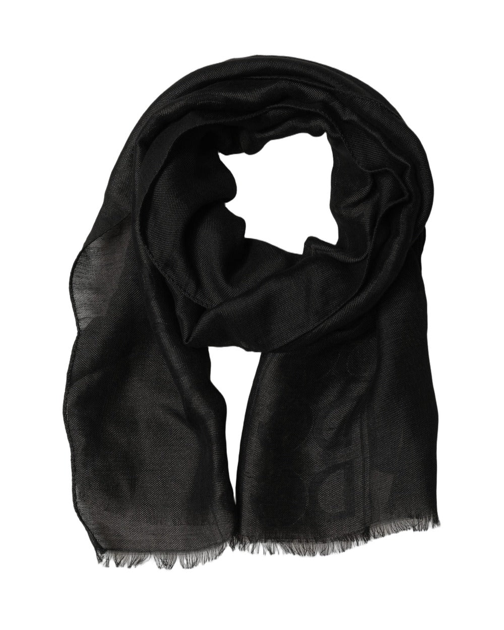 Dolce & Gabbana Black DG Logo Fringed Edge Lace Stole Scarf