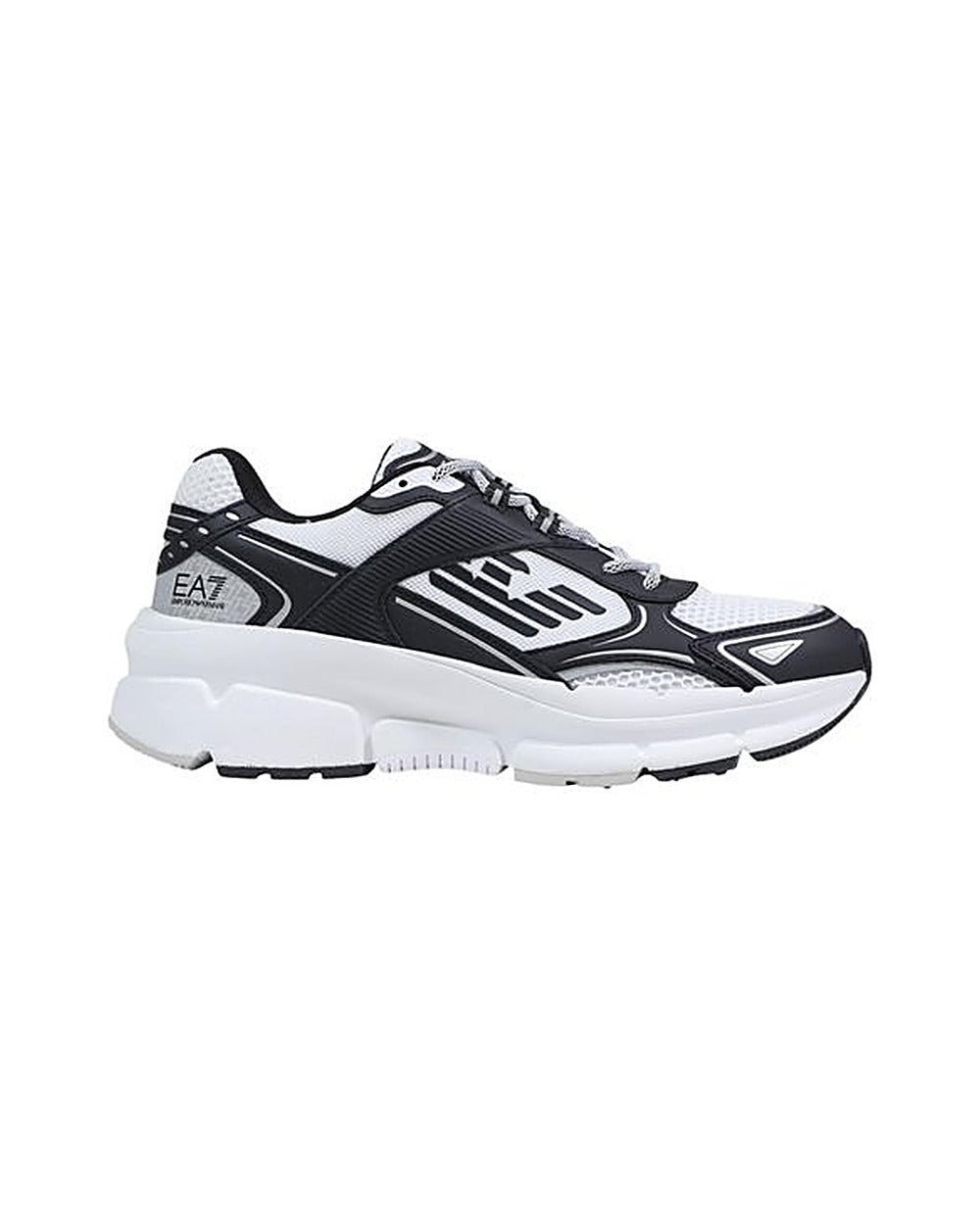 EA7 Emporio Armani Black And White Polyester Athletic Sneakers