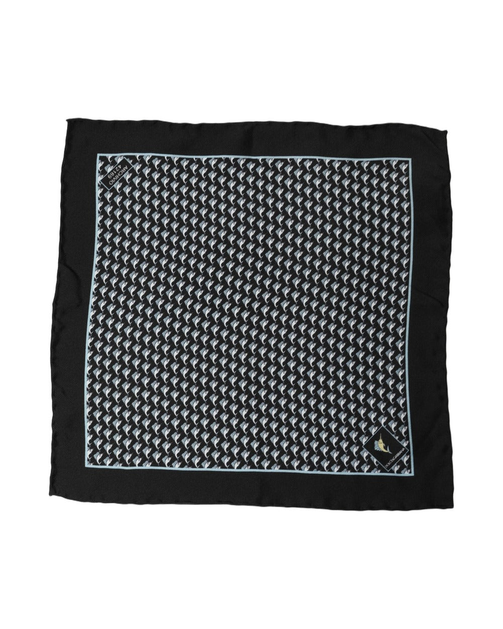 Dolce & Gabbana Black Silk Geometric Handkerchief Pocket Scarf