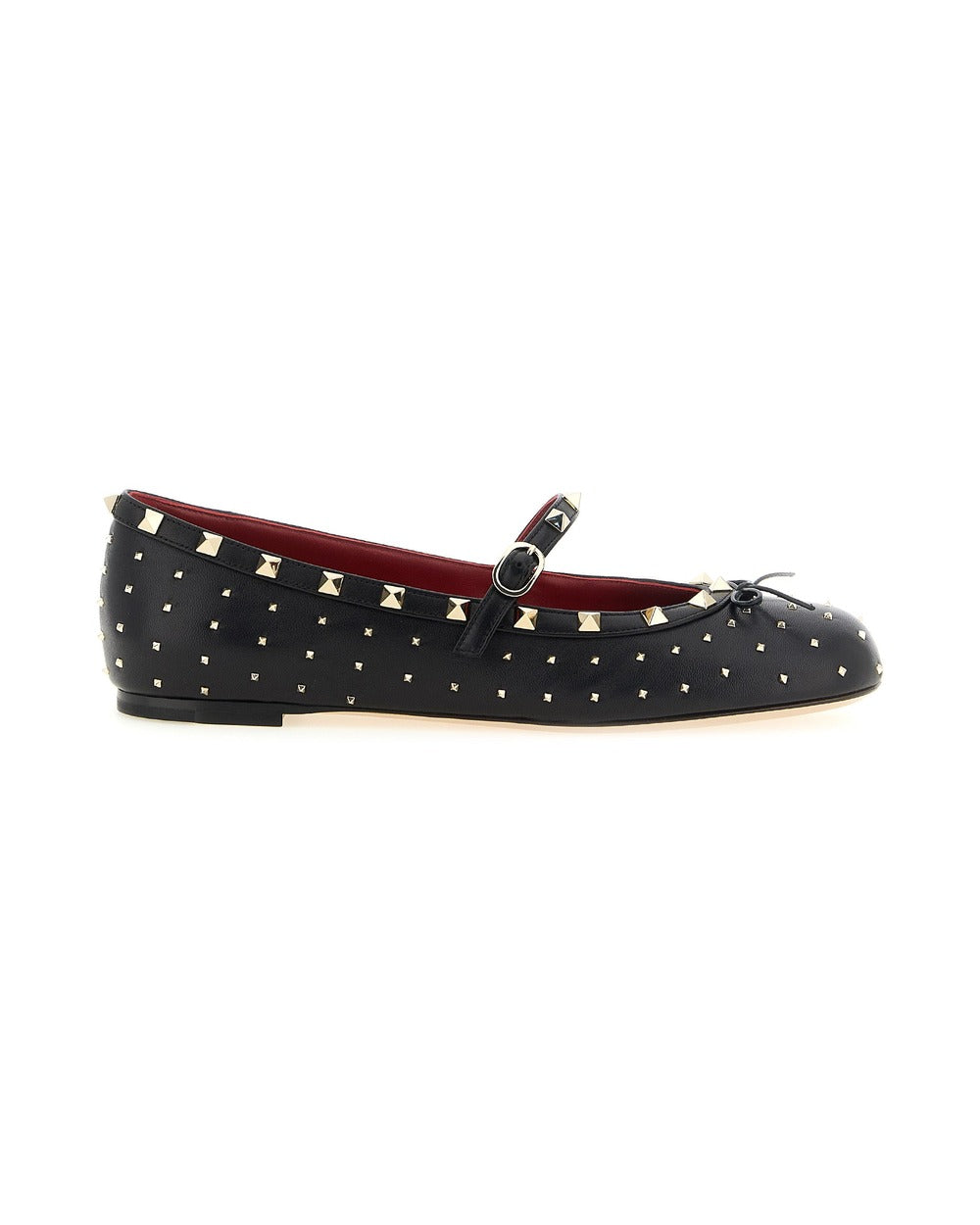 Valentino Garavani Black Lamb Leather Ballet Flats
