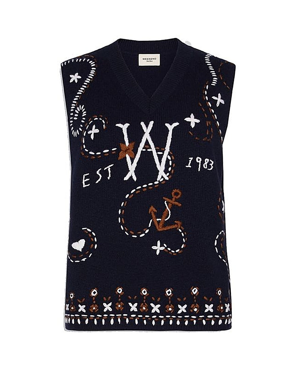 Max Mara Blue Virgin Wool Waistcoat