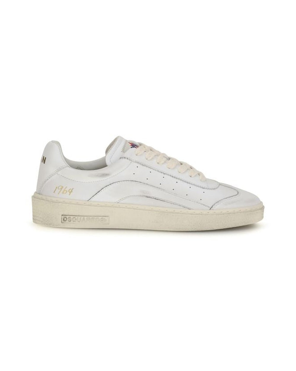 Dsquared² White Calf Leather Bos Taurus Low Top Sneakers