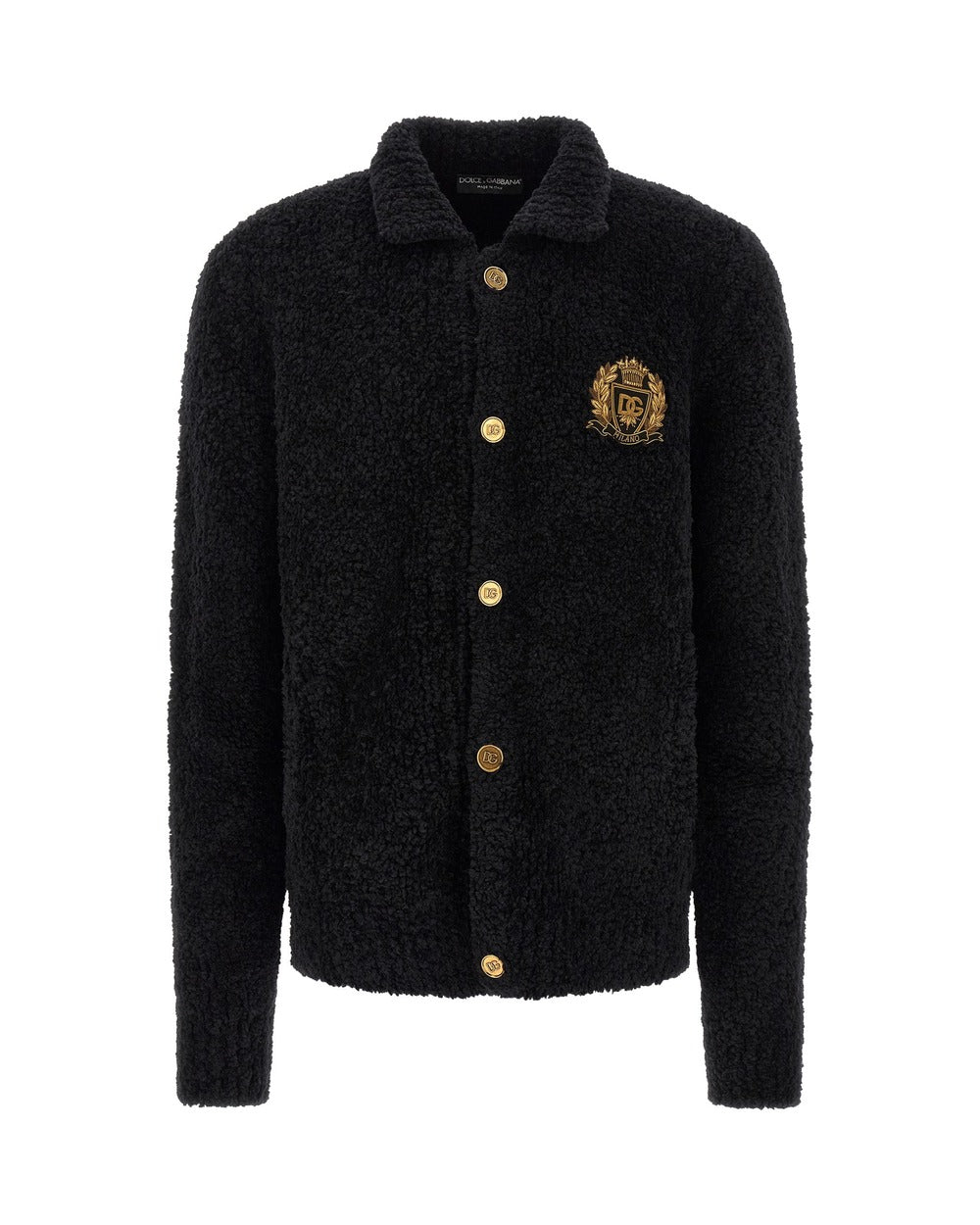 Dolce & Gabbana Black Alpaca Leather Cardigan