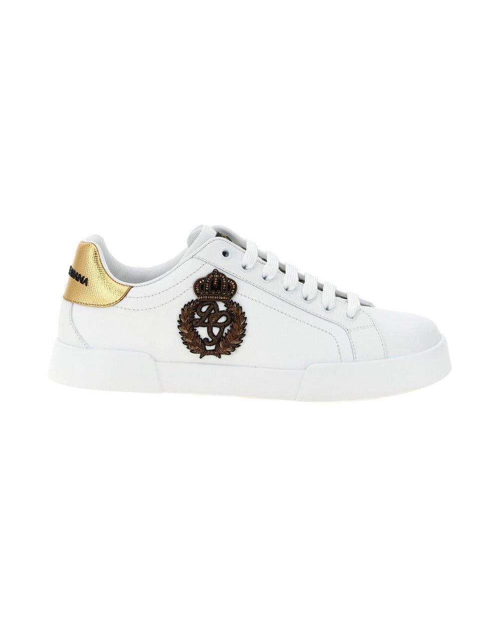 Dolce & Gabbana Gold Calfskin Low Top Sneakers